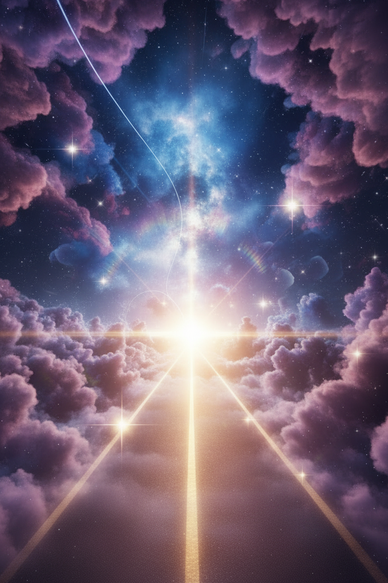The Path tarot card — a cosmic glowing path stretching through deep space